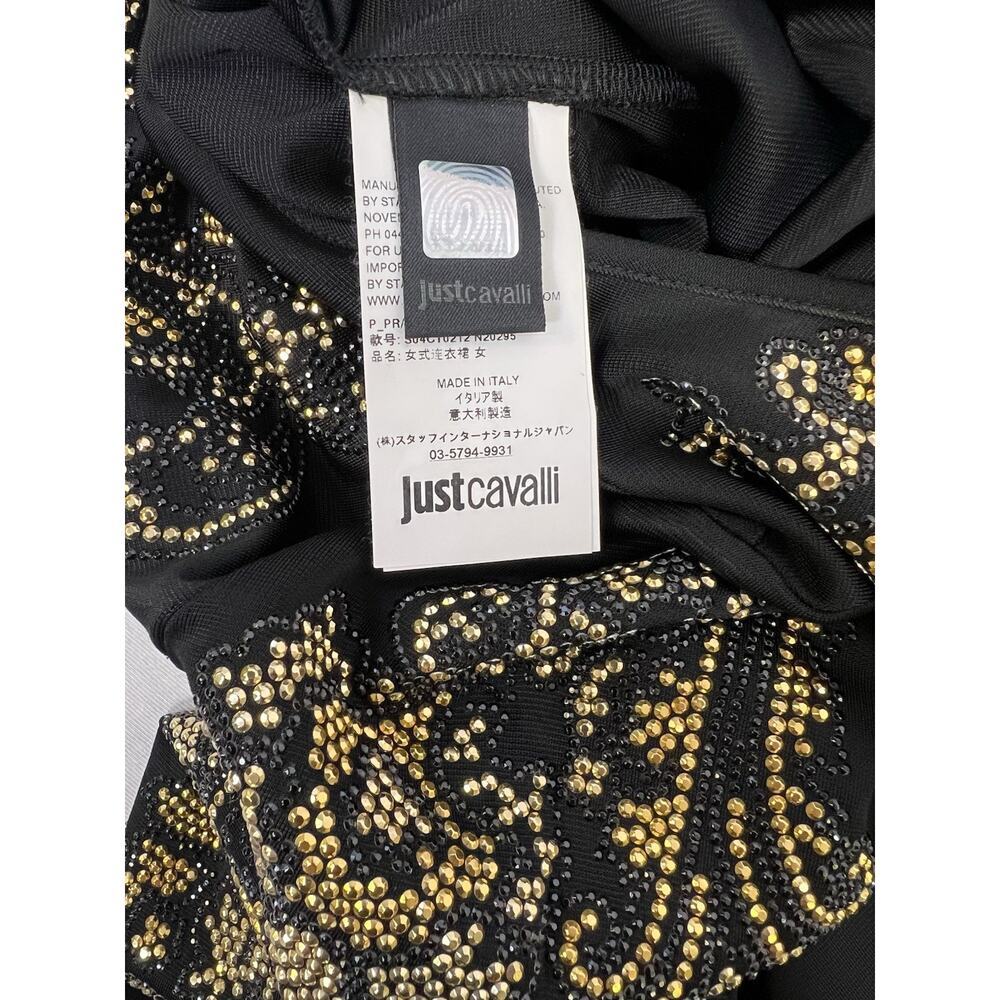 VINTAGE Just Cavalli‎ Dress Gown Black Long Sleeve Gold Embellishment Size S - Picture 13 of 16